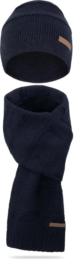 Winterset „Montreal“ Mit Mütze Und Schal Blau Meliert