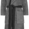 Unisex Baumwoll Bademantel Mit Kapuze „Izmit“ Grau/Schwarz -Normani 122746