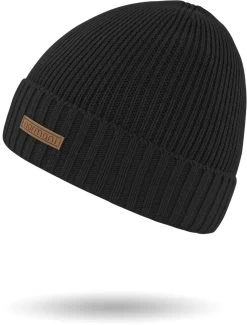 Winterset Aus Merinowolle Schal Und Mütze Glatt „Yuma“ Schwarz -Normani 124929