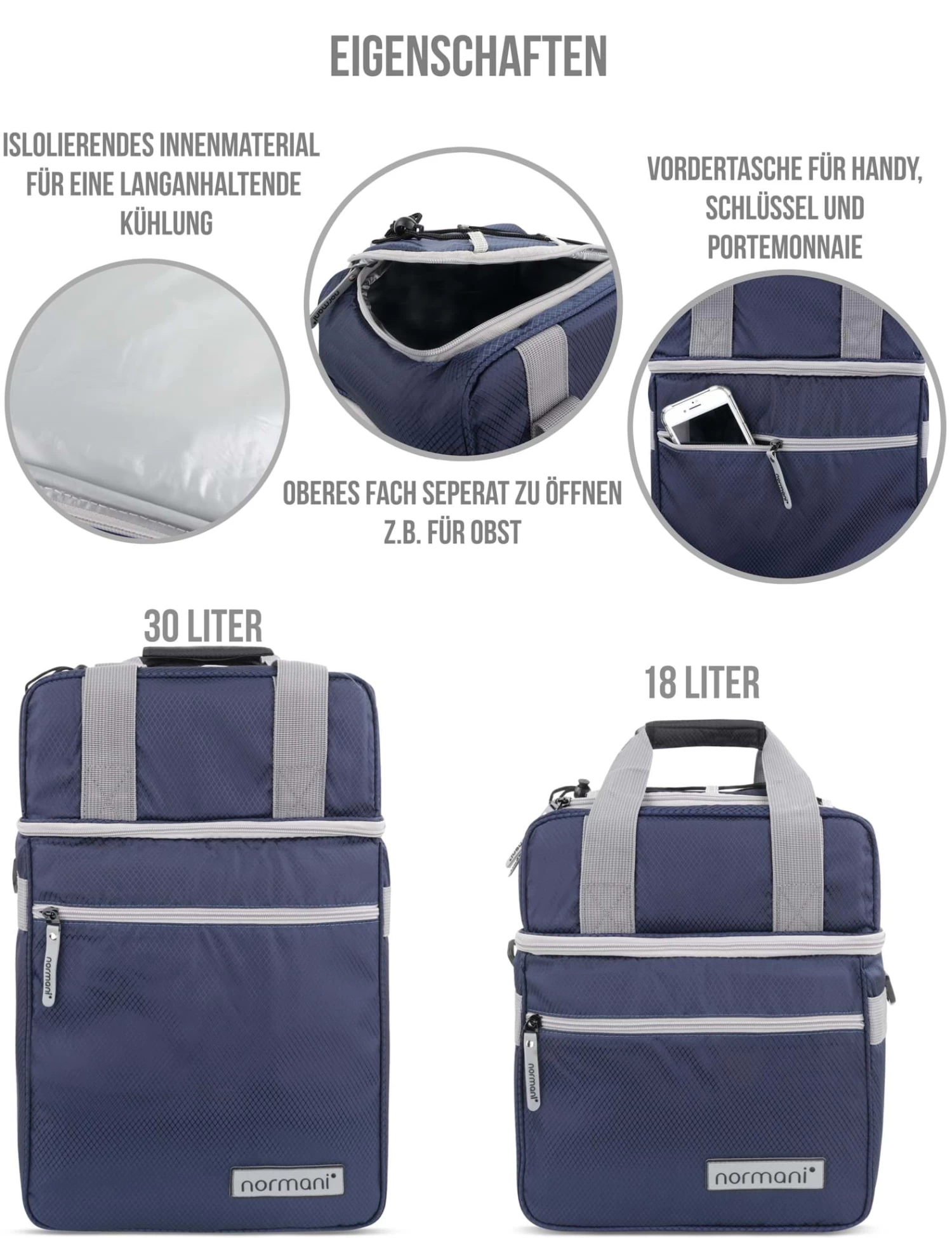 Isolierte Kühltasche Mit 2 Fächern „Astana“ 30 L Navy 5 Isolierte Kühltasche Mit 2 Fächern „Astana“ 30 L Navy – Bild 3