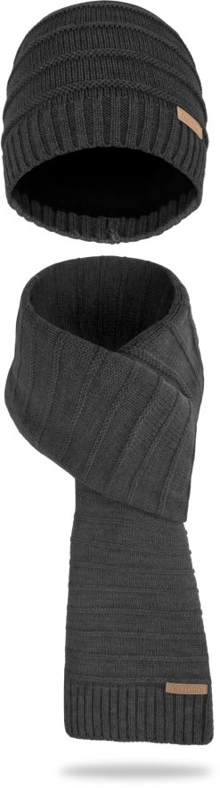 Set Aus Wintermütze Und Winterschal Yonce Anthrazit
