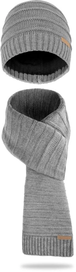 Set Aus Wintermütze Und Winterschal Yonce Grau