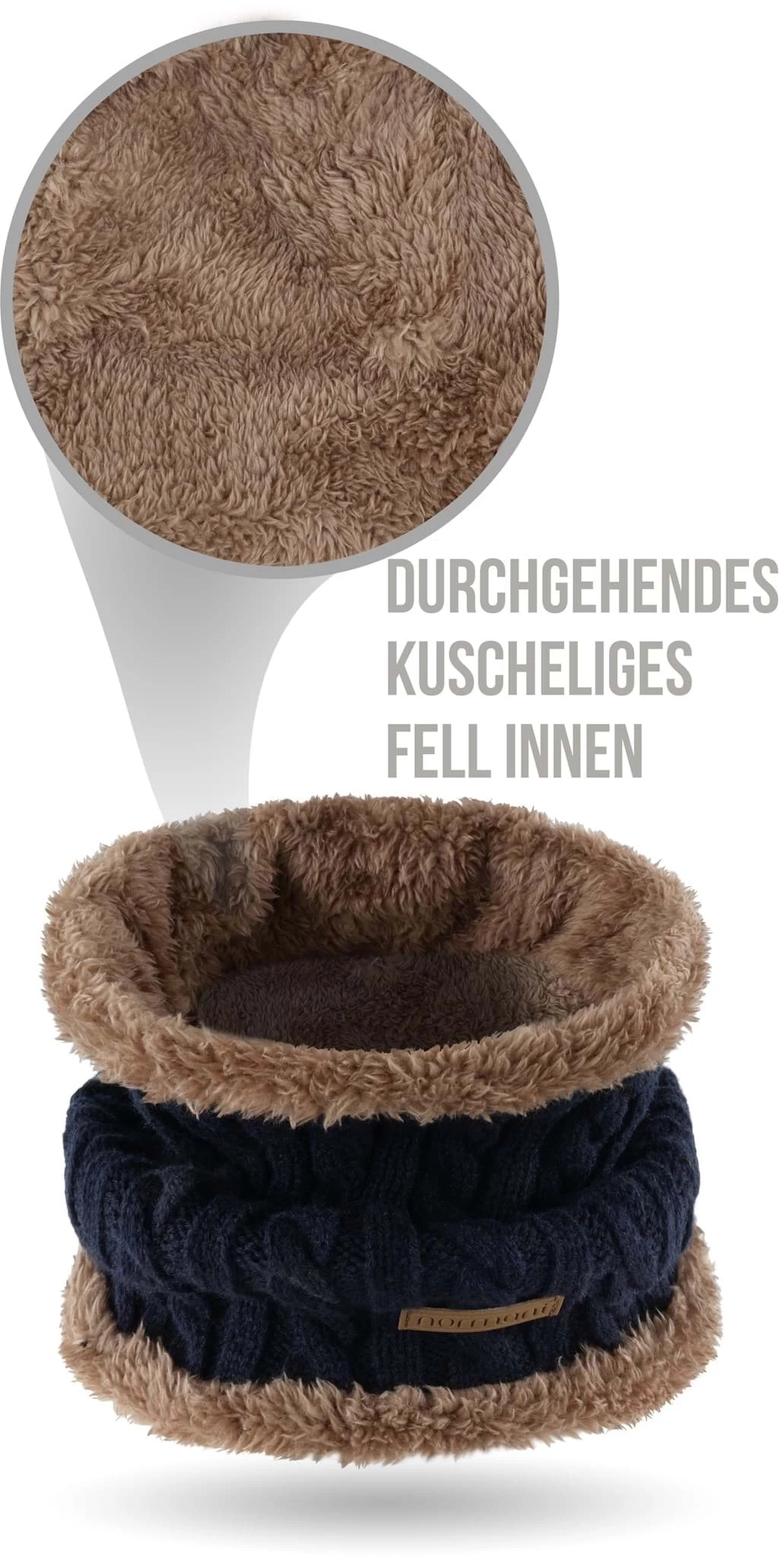 Winter-Fellschal „Kebili“ Marine/Braun 4 Winter-Fellschal „Kebili“ Marine/Braun – Bild 2