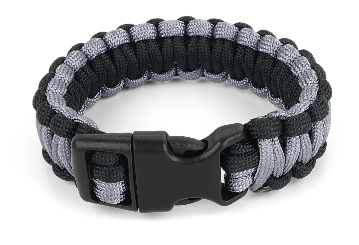Survival-Armband Paracord 17 Mm Medium Schwarz/Grau 3 Survival-Armband Paracord 17 Mm Medium Schwarz/Grau