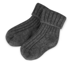 2 Paar Babyschafwollsöckchen Mit Bio-Baumwolle Anthrazit