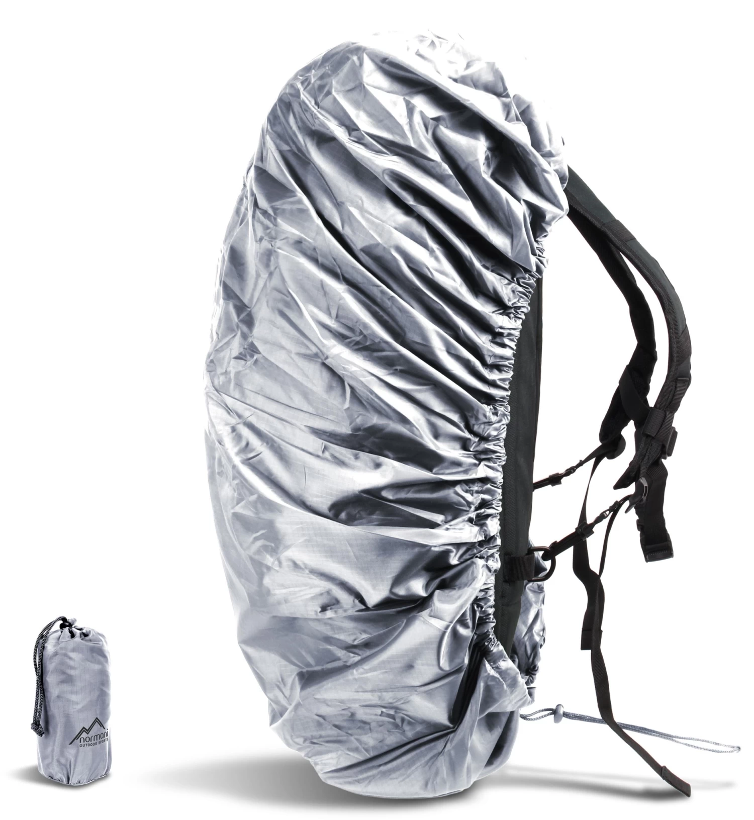 Rucksack-Regenüberzug „Tapetum Lucidum“ Für 100-130 Liter Silber 5 Rucksack-Regenüberzug „Tapetum Lucidum“ Für 100-130 Liter Silber – Bild 3