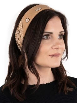 3 Bandana Kopftuch Beige/Schwarz -Normani 127027