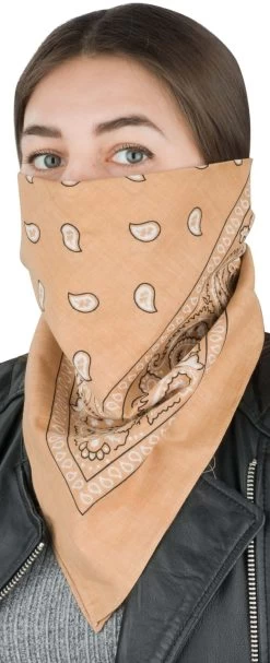 3 Bandana Kopftuch Beige/Schwarz -Normani 127309