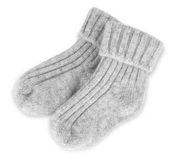 2 Paar Babyschafwollsöckchen Mit Bio-Baumwolle Grau