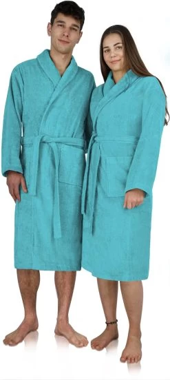 Unisex Premium Bademantel „Sivas“ Aus Frottee - OEKO-TEX® 100 Türkis -Normani 127383