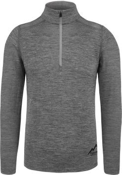 Herren Merino Langarm Mit 1/4 Zipper „Canberra“ Grau