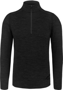 Herren Merino Langarm Mit 1/4 Zipper „Canberra“ Schwarz
