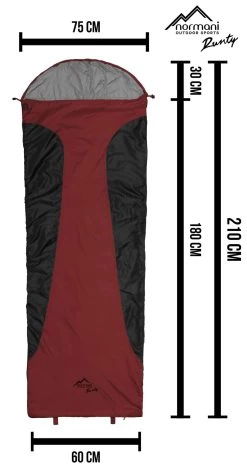 Ultralight-Schlafsack „Runty“ (RV Rechts) Rot/Schwarz -Normani 130003