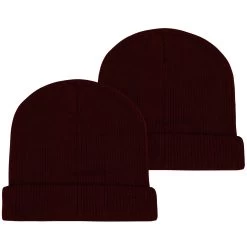 2 Warme Wintermützen Für Damen Und Herren Burgund