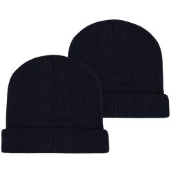 2 Warme Wintermützen Für Damen Und Herren Dunkelblau