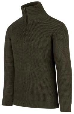 Herren Troyer-Pullover Mit RV-Kragen „Tintrup“ Oliv -Normani 130548