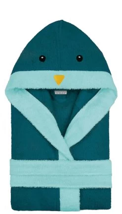 Kinder Bademantel Aus Bio-Baumwolle „Malia“ Blau / Pinguin -Normani 131674