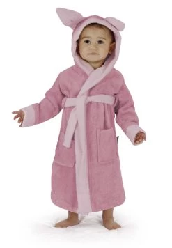 Kinder Bademantel Aus Bio-Baumwolle „Malia“ Rosa / Alpaka -Normani 133738