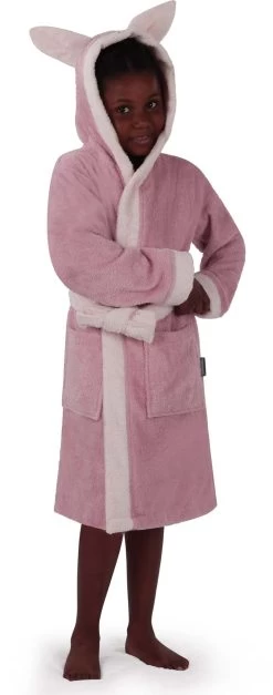 Kinder Bademantel Aus Bio-Baumwolle „Malia“ Rosa / Alpaka -Normani 133740