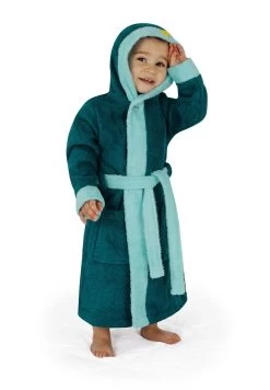 Kinder Bademantel Aus Bio-Baumwolle „Malia“ Blau / Pinguin -Normani 133759
