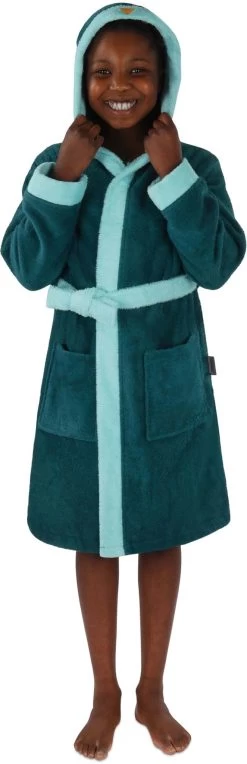Kinder Bademantel Aus Bio-Baumwolle „Malia“ Blau / Pinguin -Normani 133761