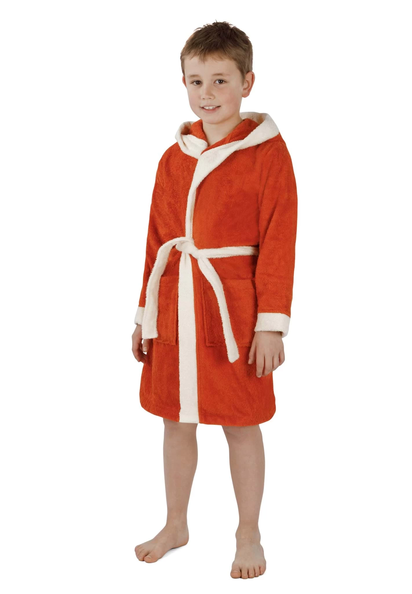 Kinder Bademantel Aus Bio-Baumwolle „Elounda“ Orange 6 Kinder Bademantel Aus Bio-Baumwolle „Elounda“ Orange – Bild 4