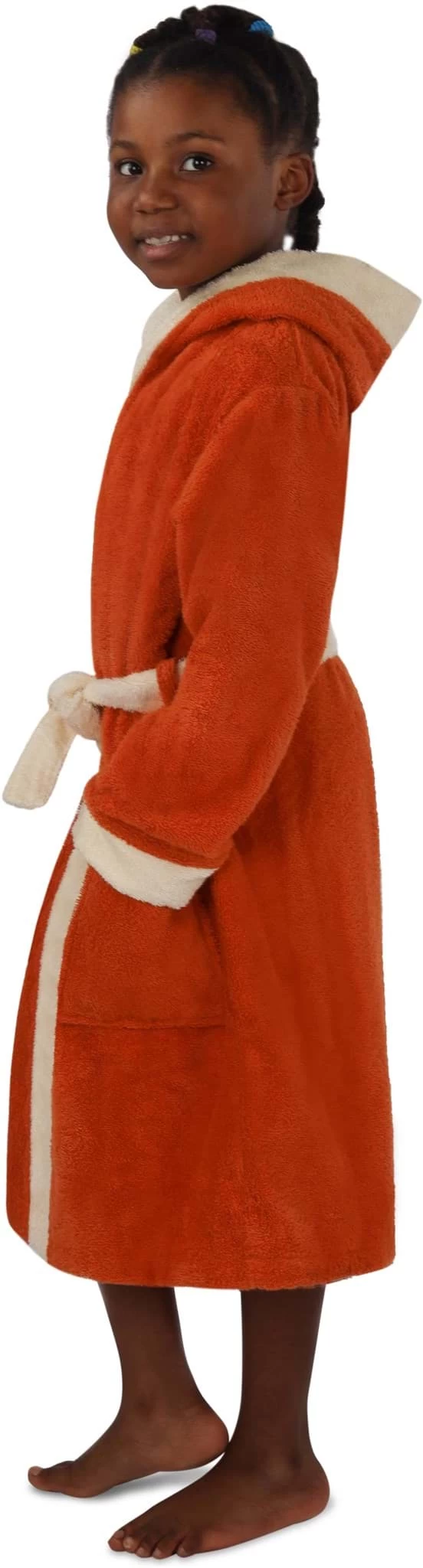 Kinder Bademantel Aus Bio-Baumwolle „Elounda“ Orange 7 Kinder Bademantel Aus Bio-Baumwolle „Elounda“ Orange – Bild 5