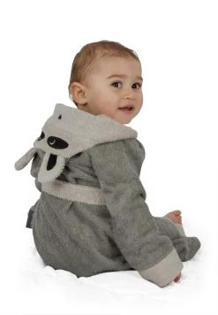 Kinder Bademantel Aus Bio-Baumwolle „Malia“ Grau / Waschbär -Normani 134016