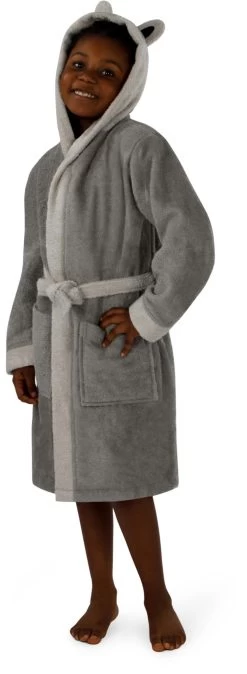 Kinder Bademantel Aus Bio-Baumwolle „Malia“ Grau / Waschbär -Normani 134018