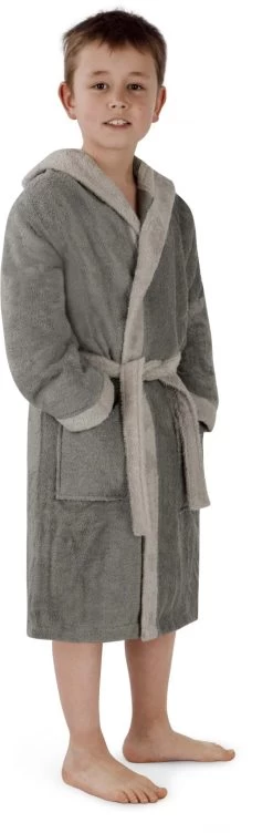 Kinder Bademantel Aus Bio-Baumwolle „Elounda“ Grau -Normani 134019