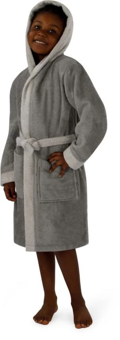 Kinder Bademantel Aus Bio-Baumwolle „Elounda“ Grau -Normani 134020