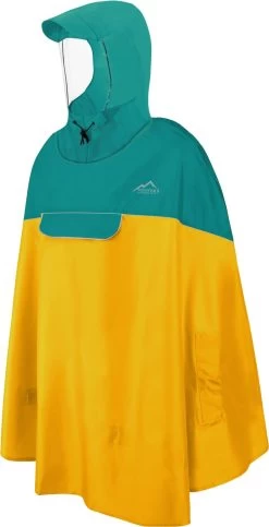 Regenponcho „Sohra“ Petrol/Gelb