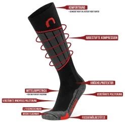 2 Paar Merino Kompressionskniestrümpfe „Darwin“ Rot -Normani 138308