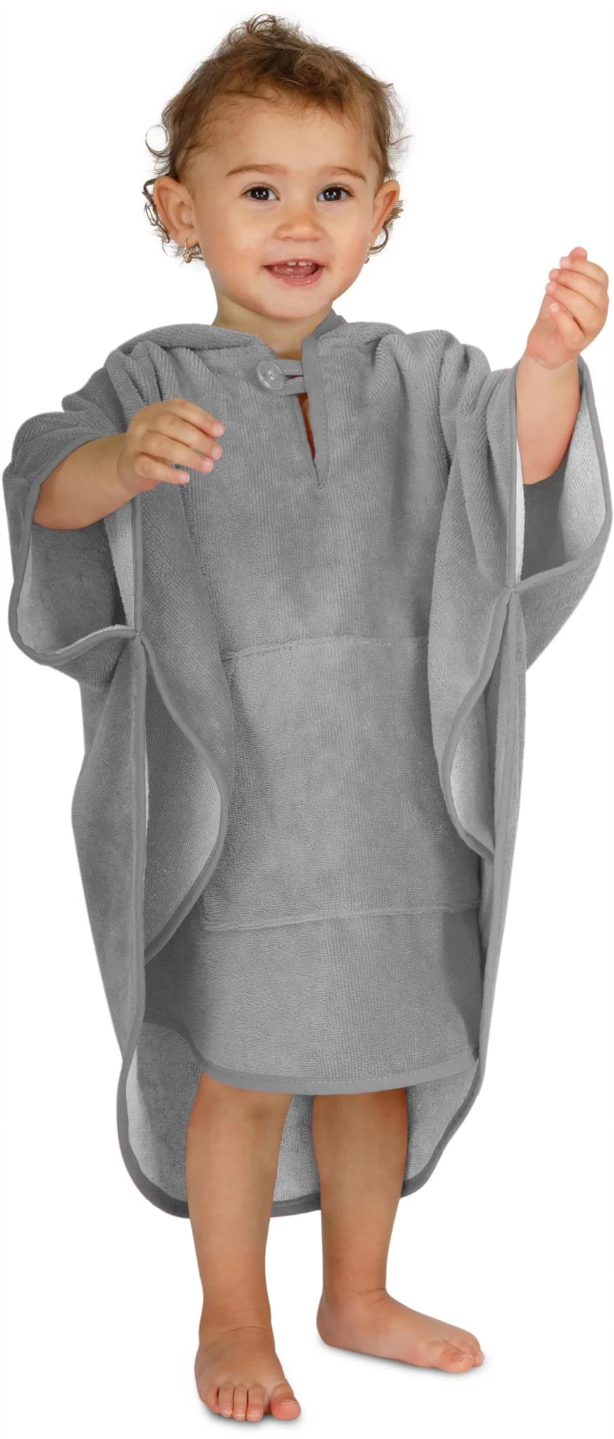 Kinder Badeponcho Weich „Melilla“ Grau 4 Kinder Badeponcho Weich „Melilla“ Grau – Bild 2
