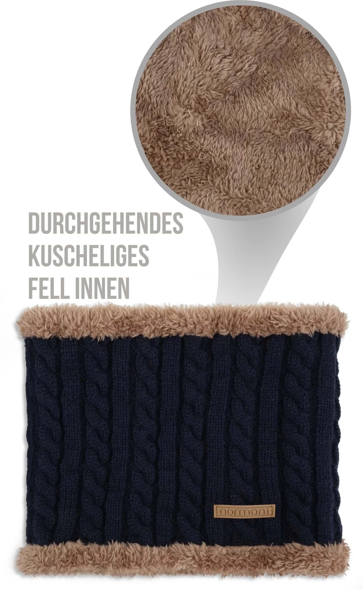 Winter-Fellschal „Kebili“ Marine/Braun 3 Winter-Fellschal „Kebili“ Marine/Braun