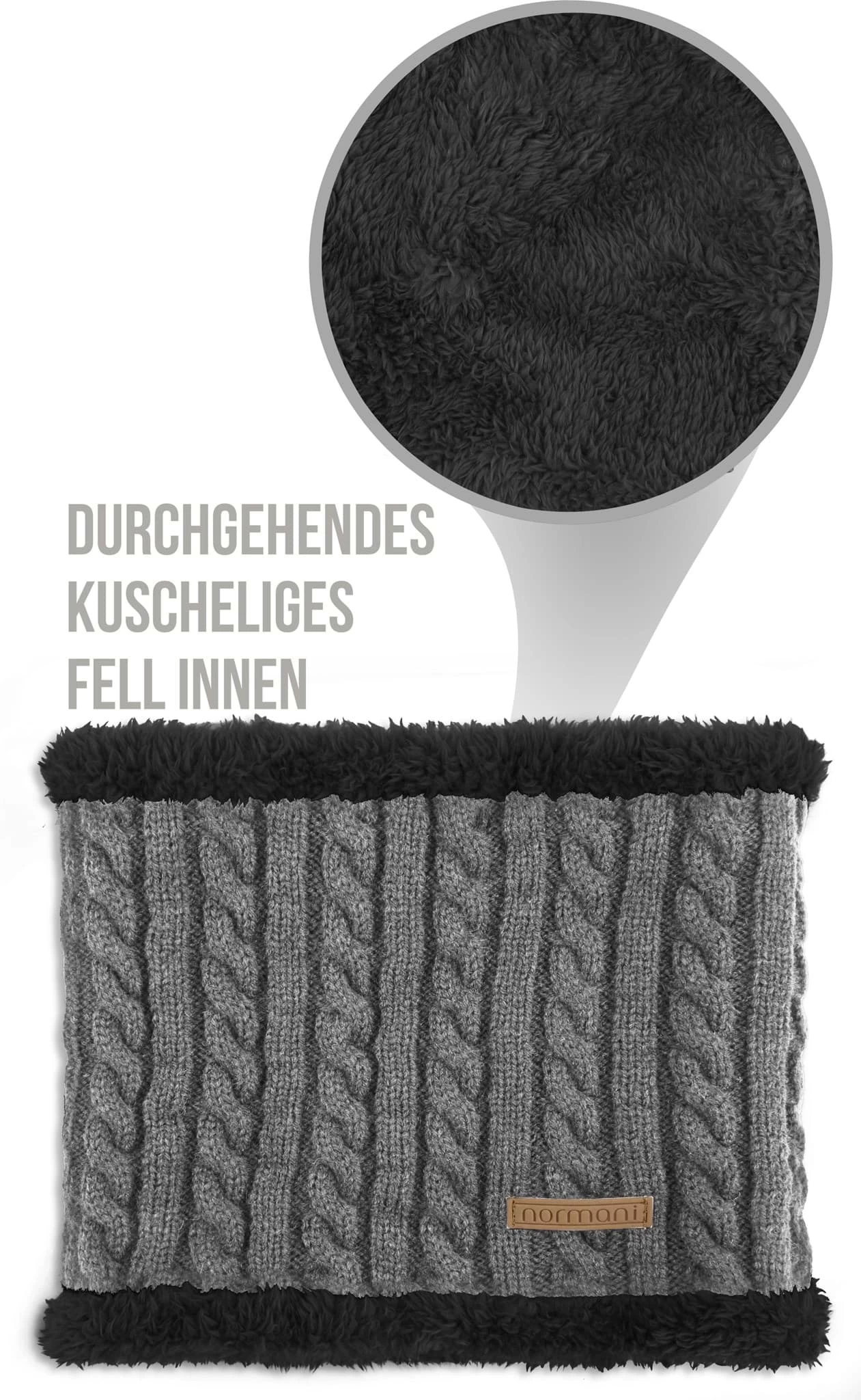 Winter-Fellschal „Kebili“ Grau/Schwarz 3 Winter-Fellschal „Kebili“ Grau/Schwarz