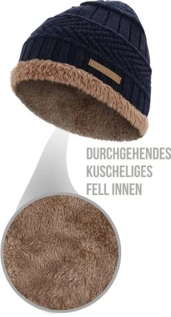 Winter Fellmütze „Kebili“ Marine/Braun