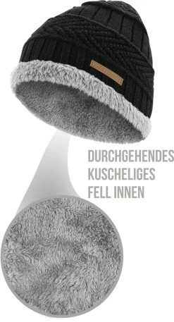 Winter Fellmütze „Kebili“ Schwarz/Grau
