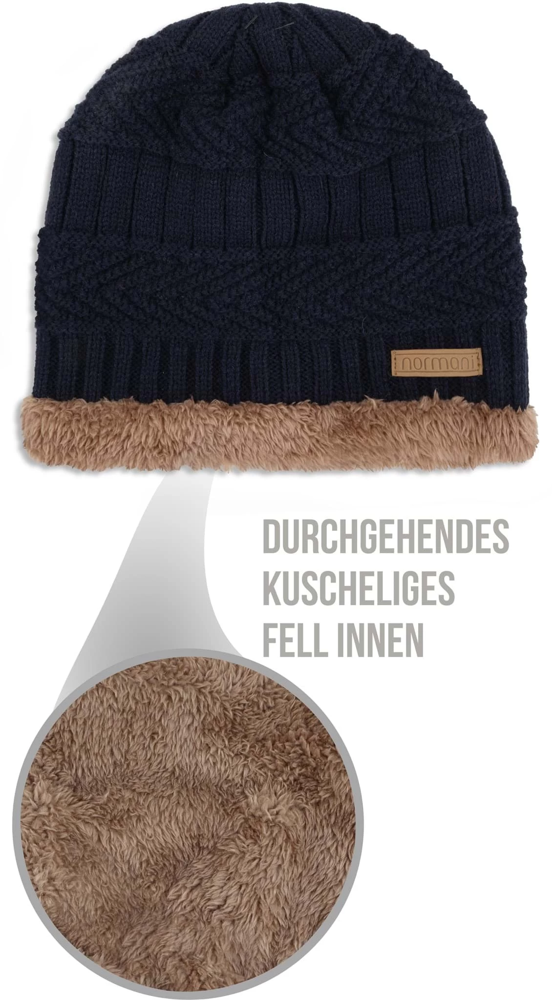 Winter Fellmütze „Kebili“ Marine/Braun 4 Winter Fellmütze „Kebili“ Marine/Braun – Bild 2