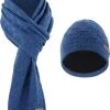 Winterset Aus Merinowolle Schal Und Mütze Muster „Yuma“ Marine -Normani 141552
