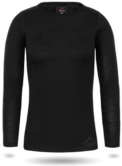 Damen Merino Langarm-Shirt „Mandurah“ Schwarz
