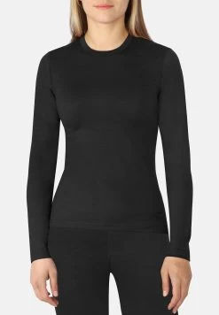 Damen Merino Langarm-Shirt „Mandurah“ Schwarz -Normani 143406