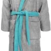 Unisex Baumwoll Bademantel Mit Kapuze „Izmit“ Grau/Blau 2 Unisex Baumwoll Bademantel Mit Kapuze „Izmit“ Grau/Blau -Normani 144342