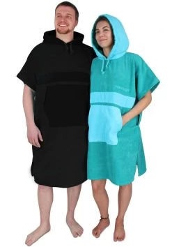 Surfer Poncho - Baumwoll Bademantel Mit Kapuze Schwarz -Normani 144492
