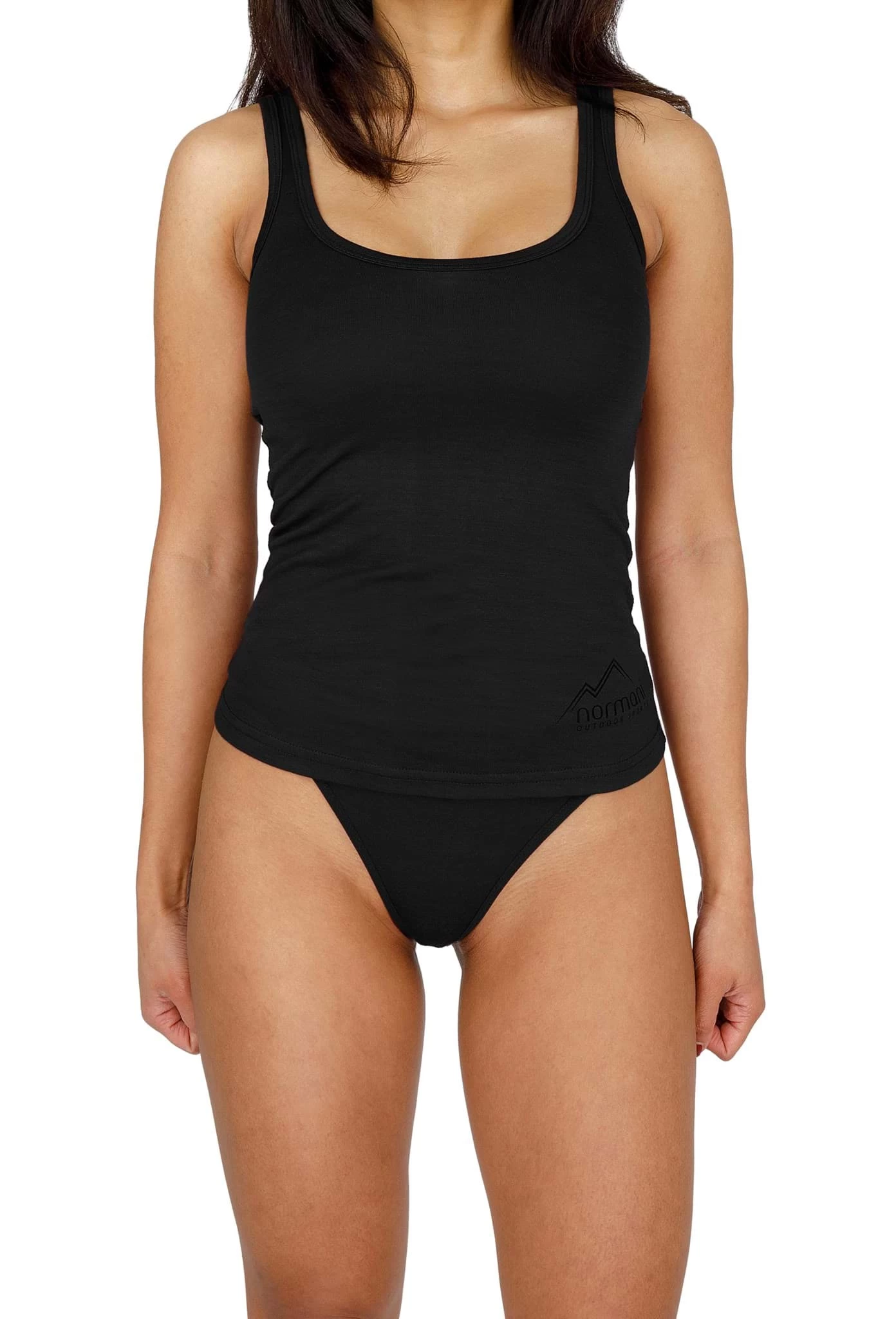 Damen Merino Tanktop „Quilpie“ Schwarz 3 Damen Merino Tanktop „Quilpie“ Schwarz