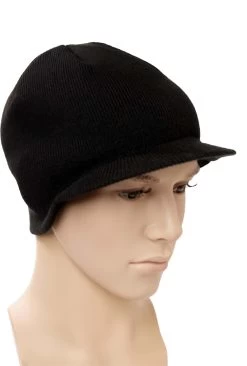 Strickmütze Mit Schild Schwarz