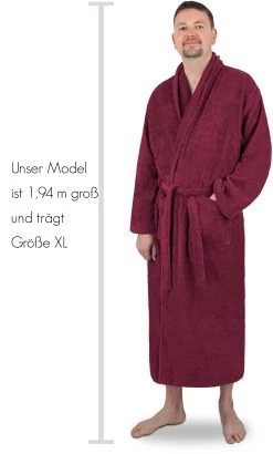 Extra Langer Baumwoll- Bademantel „Lola“ Aus 100 % Baumwolle Burgund -Normani 150682