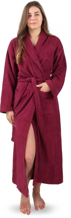Extra Langer Baumwoll- Bademantel „Lola“ Aus 100 % Baumwolle Burgund -Normani 150683