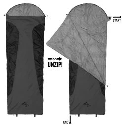 Ultralight-Schlafsack „Runty“ (RV Rechts) Grau/Schwarz 12 Ultralight-Schlafsack „Runty“ (RV Rechts) Grau/Schwarz -Normani 153182