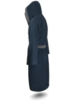 Unisex Baumwoll Bademantel Mit Kapuze „Izmit“ Marine/Grau -Normani 154670